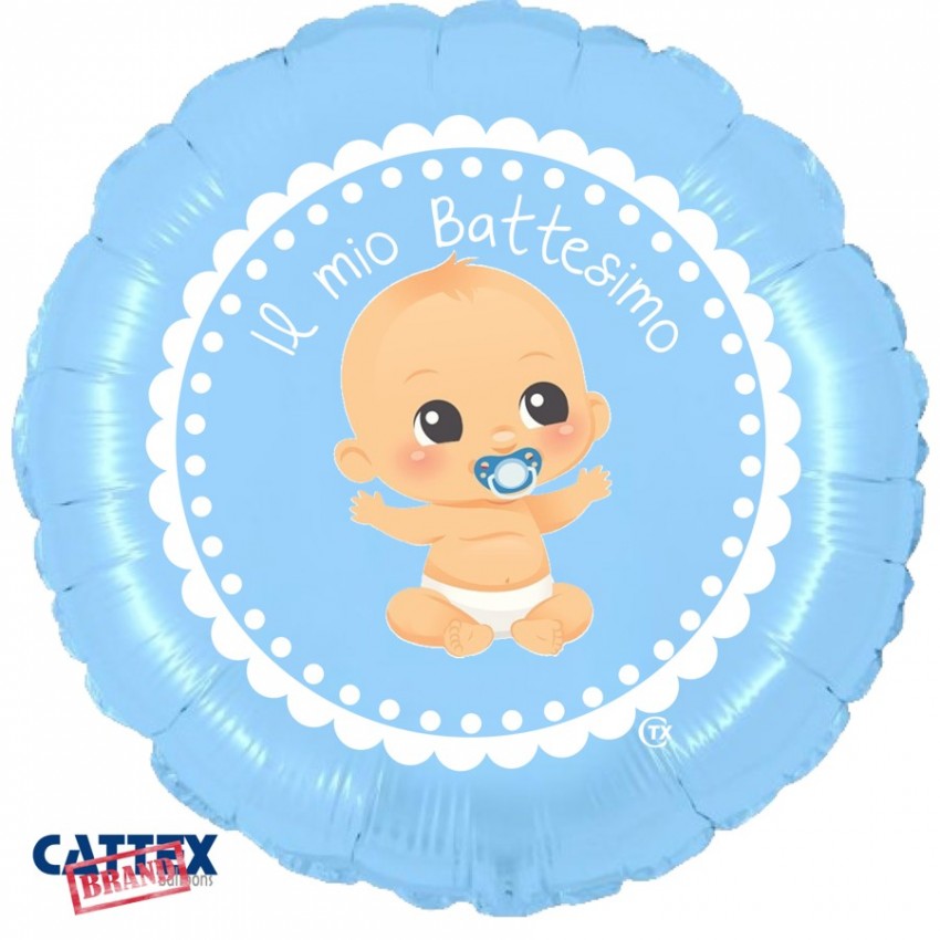 Palloncini Decorati CTX+ - Battesimo Bimbo Celeste (18”)